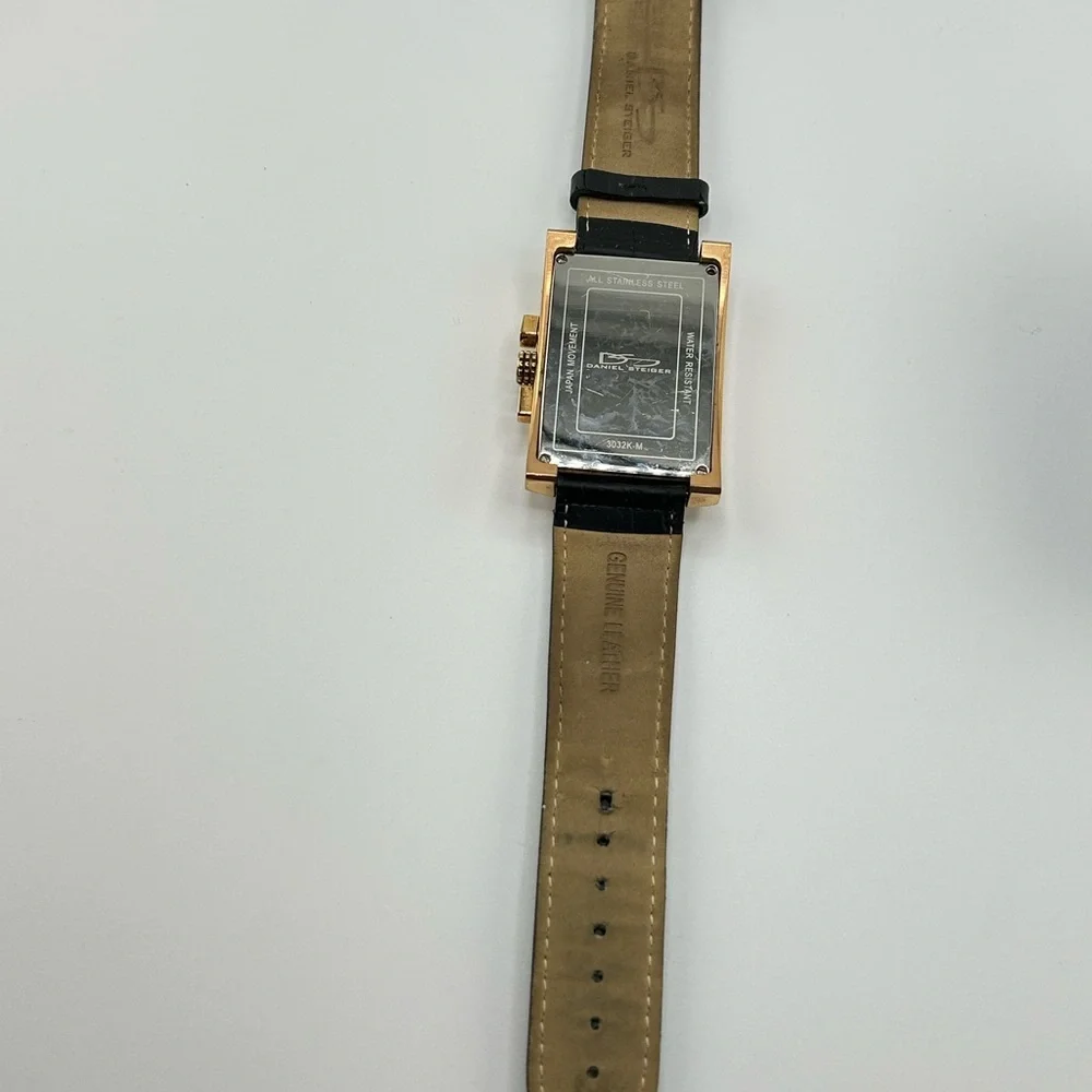Daniel Steiger Valiant Rose Gold Men's Watch Black Leather Square #507